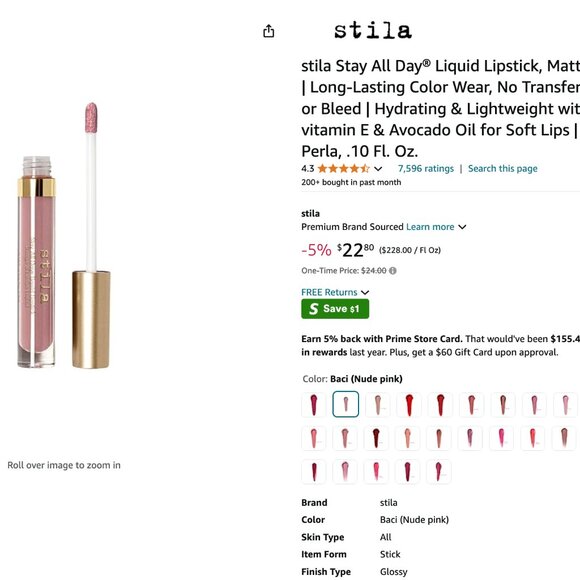 NWT stila Stay All Day Liquid Lipstick in Baci - Picture 1 of 2